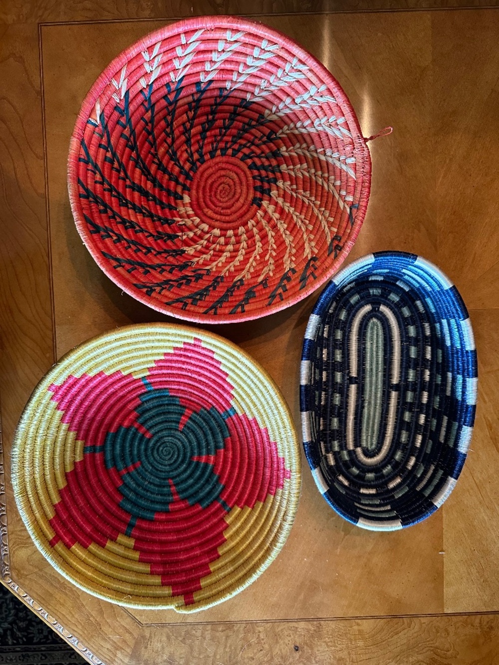 3 Handwoven African Indian Sawai Sabai Baskets Wall Art Boho